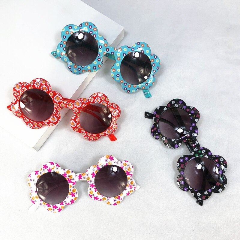 Gafas de sol para niños, lentes de sol infantiles de estilo Rural con estampado de flores, redondas, a prueba de sol, resistentes al desgaste,