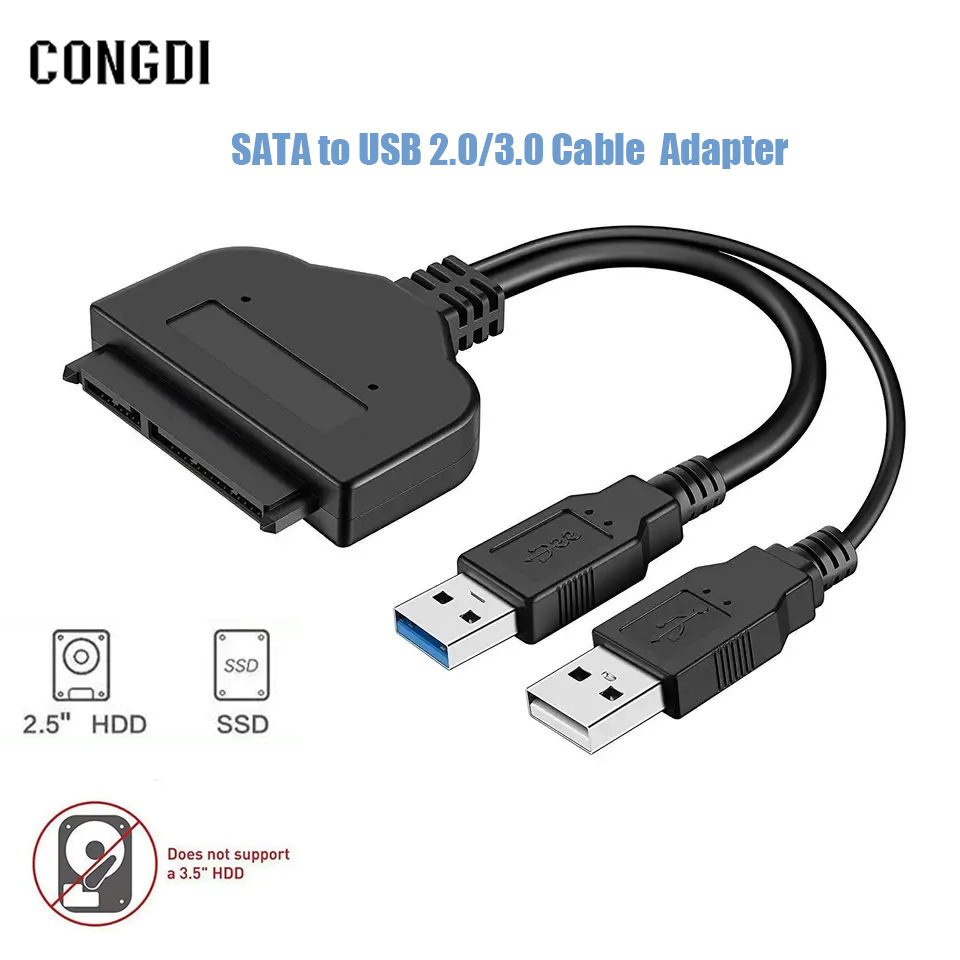 SATA to USB 3.0/2.0 Adapter Cable - 22 Pin 2.5 Inch External HDD SSD Converter