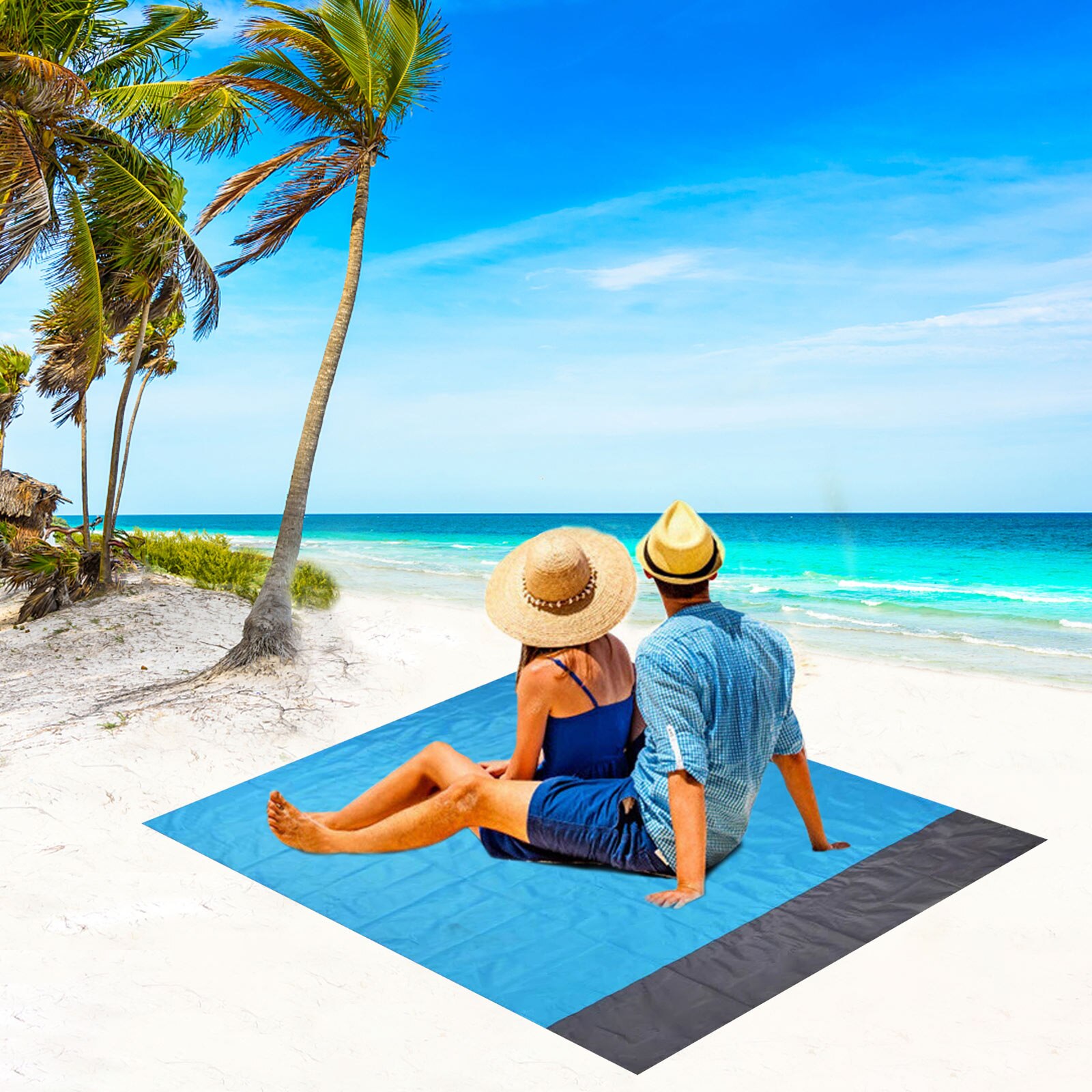 Coperta da spiaggia portatile impermeabile a prova d'umidità stuoia da Picnic all'aperto con borsa picchetti moschettone per campeggio spiaggia escursionismo 79x83in