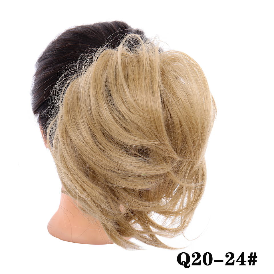 LUPU Messy Chignon Synthetic Hair Scrunchies Ponytail Hair Bun Hairpiece Dount Elastic Band For Women High Temperature Fiber: 24