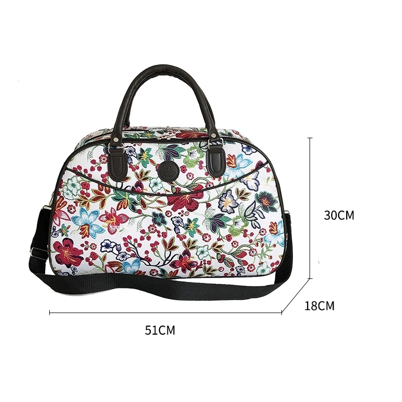 Leder Frauen Reisetaschen Handtaschen Neue Tragbare Hand Fitness Blumen- Seesack Wasserdichte Wochenende Tasche Für Dame
