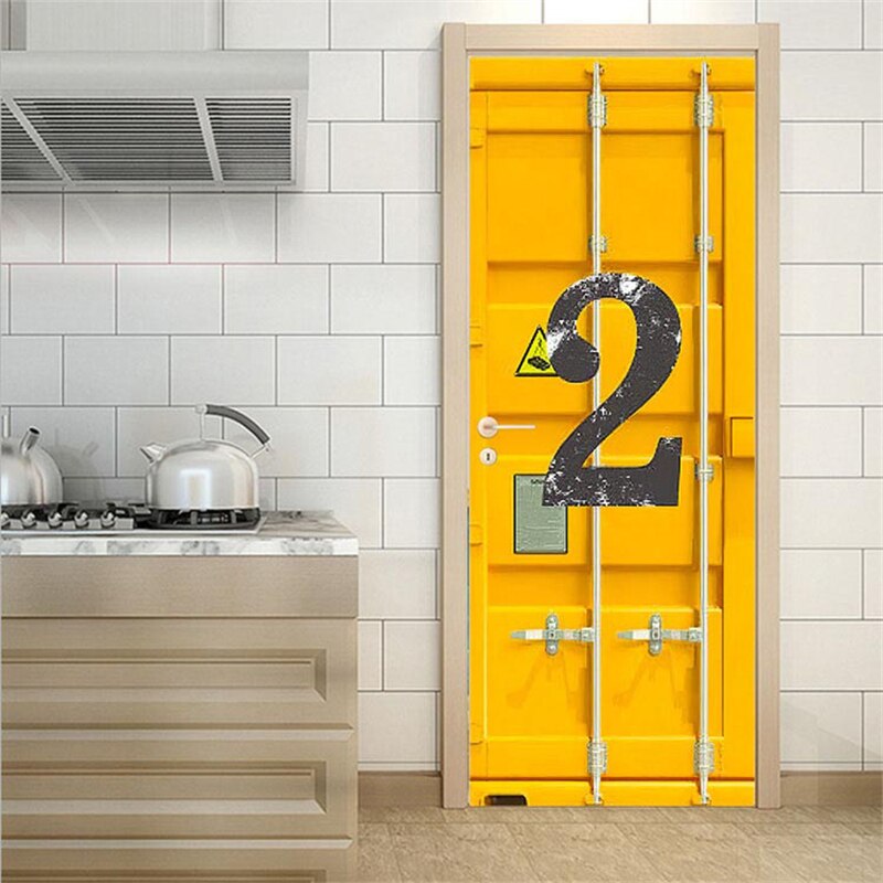 Door Stickers Home Decor Door Wrap Container Wall Sticker Mural Wallpaper Self Adhesive PVC Removable Waterproof Door Decal