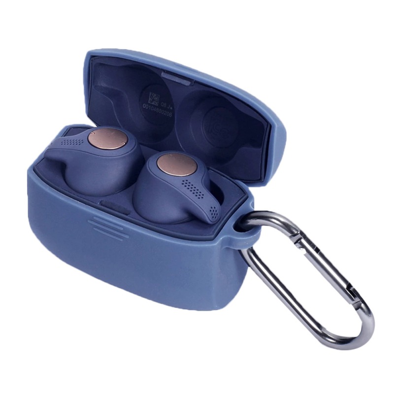 Earphone Case for Jabra Elite 65 t Wireless Sports Headset Silicone Protective Case Cover with Anti-Lost Hook Portable Cases: Blue