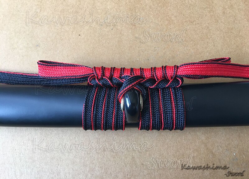 Rød/hvid mærke sageo japansk samurai sværd saya polyester reb dobbelt lag (skede) snor