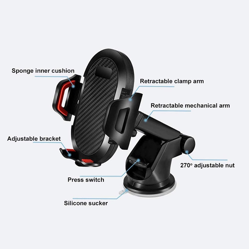 Windshield Gravity Sucker Car Phone Holder Phone Universal Mobile Dashboard Support For iPhone Smartphone 360 Mount Stand