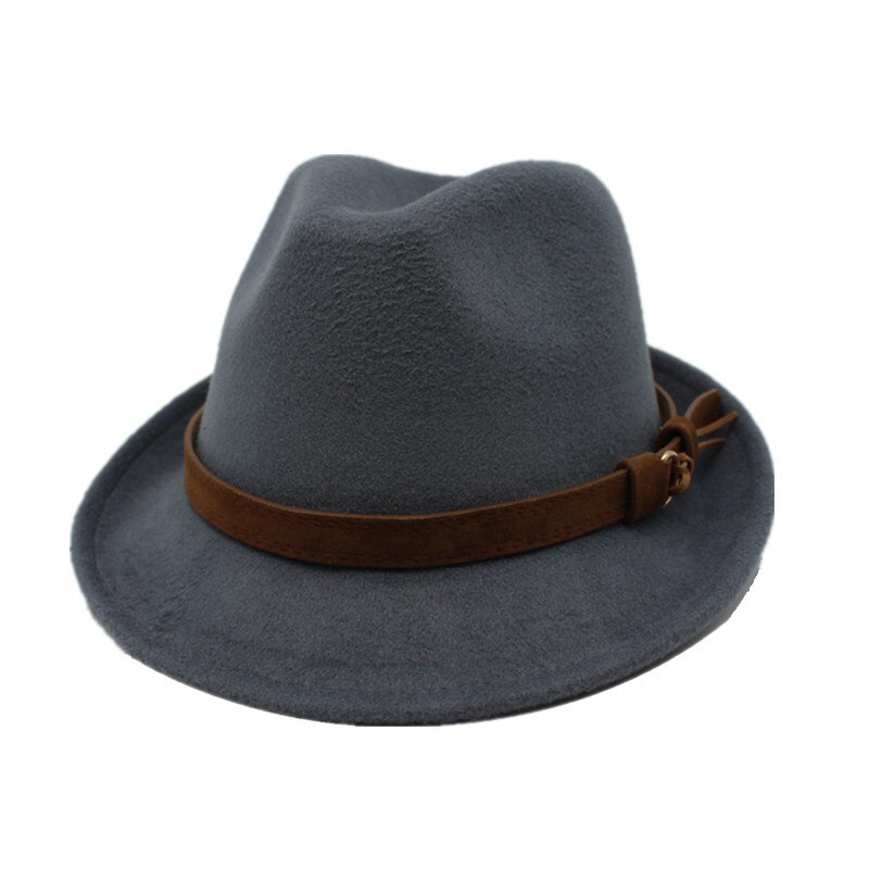 Ozyc ull kvinnor män fedora hatt för vinter höst lady gangster trilby filt homburg kyrka jazz hatt storlek 55-58cm: Ljusgrå