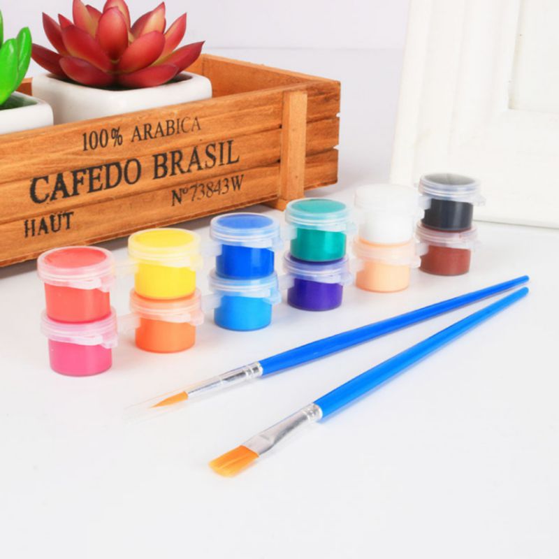Acryl Pigment Kinderen Handwerk Schilderij Pigment Set Art Acryl Diy Hijgen Pigment Doek Leer Hout 3Ml/12 Kleuren: Default Title