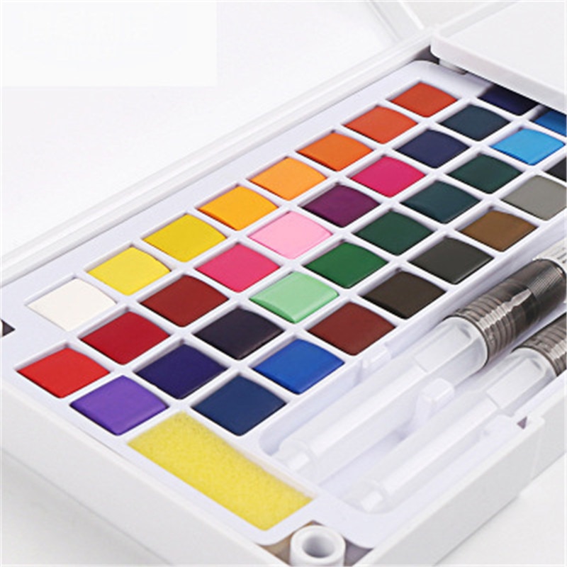 Conjunto de desenho com 12/18/24/36 cores, iniciante de pigmento de aquarela com cor de água, escova portátil, caneta, pintura profissional, arte suprimentos