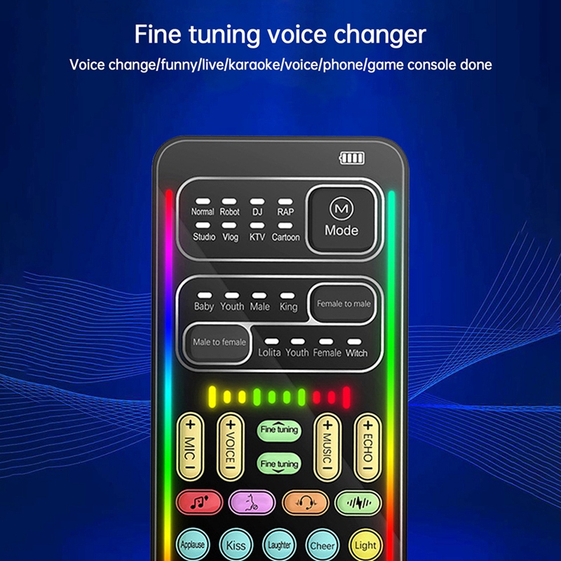 Cambiador de voz I9, Kit completo de múltiples efectos de Audio, Bluetooth, tarjetas de sonido en vivo, tarjeta de sonido portátil ultrafina, herramienta de micrófono duradera