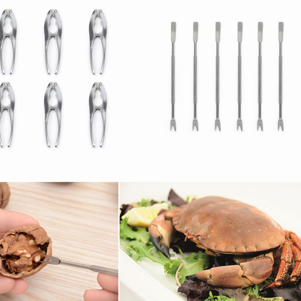 3pcs Clam Clamps Crab Opener Seafood Tools Set Nut Stainless Steel Seafood Forks Picks Clam Pliers for Home Restaurant