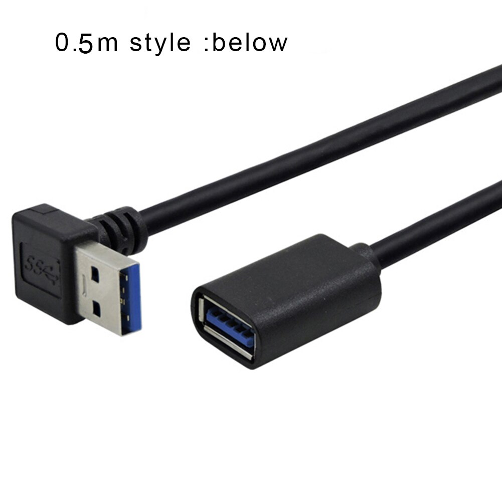 USB 3.0 Extension Cable Data Line 90 Degree Angle High Speed Portable for Home Office Business Data Line Cable Accessories: 0.5m below