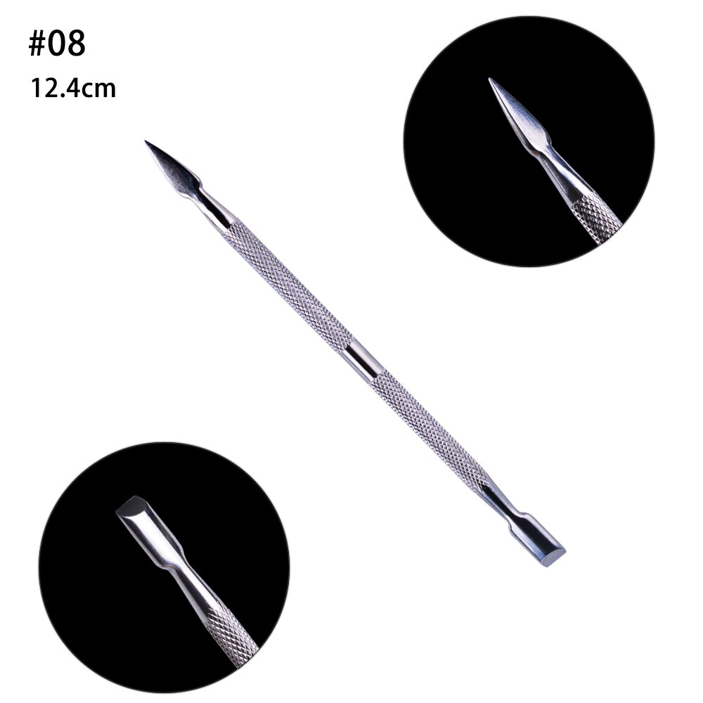 Cuticle Pusher Stainless Steel Nail Stick Cuticle Remover Gel Polish Manicure Nail Cleaning Pedicure Tools FB01-09: 08