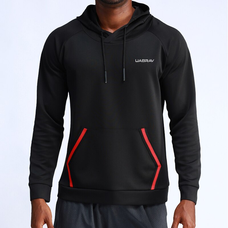 Men Hoodies Gym Sport Running Training Fitness bodybuilding Sweatshirt Outdoor Workout Sportswear Male Hooded Jacket Hoodies: Black / M