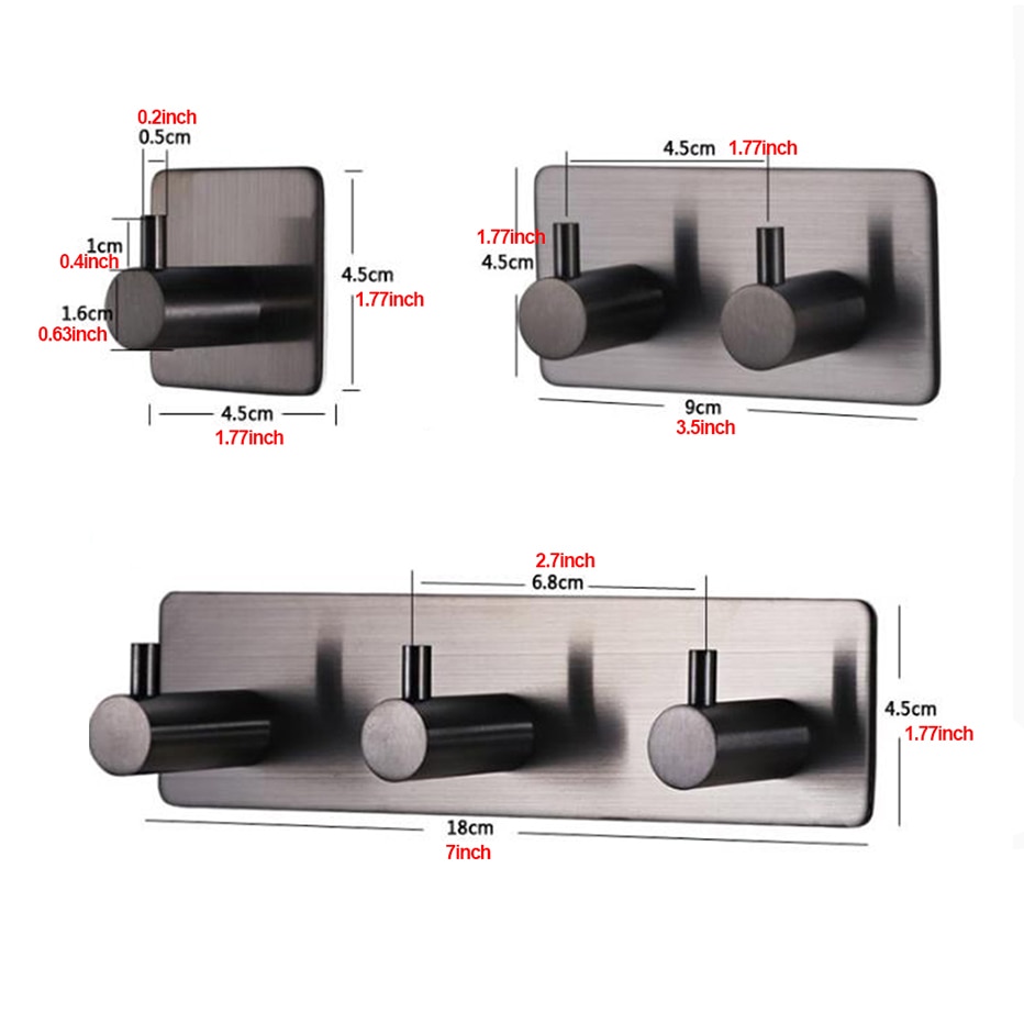 Black L-shape Hooks Waterproof Adhesive Hanger Wall-mounted Clothes Umbrella Keys Hats Storage Hook Drill-free Decoration Hooks