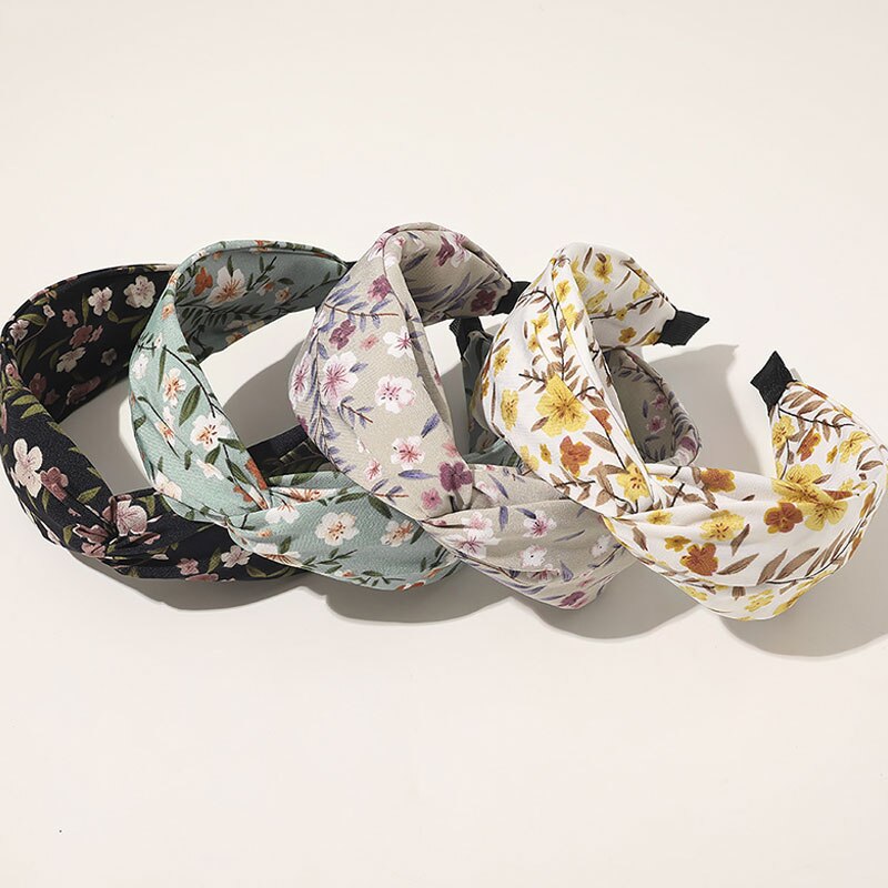 Diadema con estampado floral para mujeres, bandana con nudo cruzado para envolver el cabello, diadema para el pelo, accesorios para el cabello