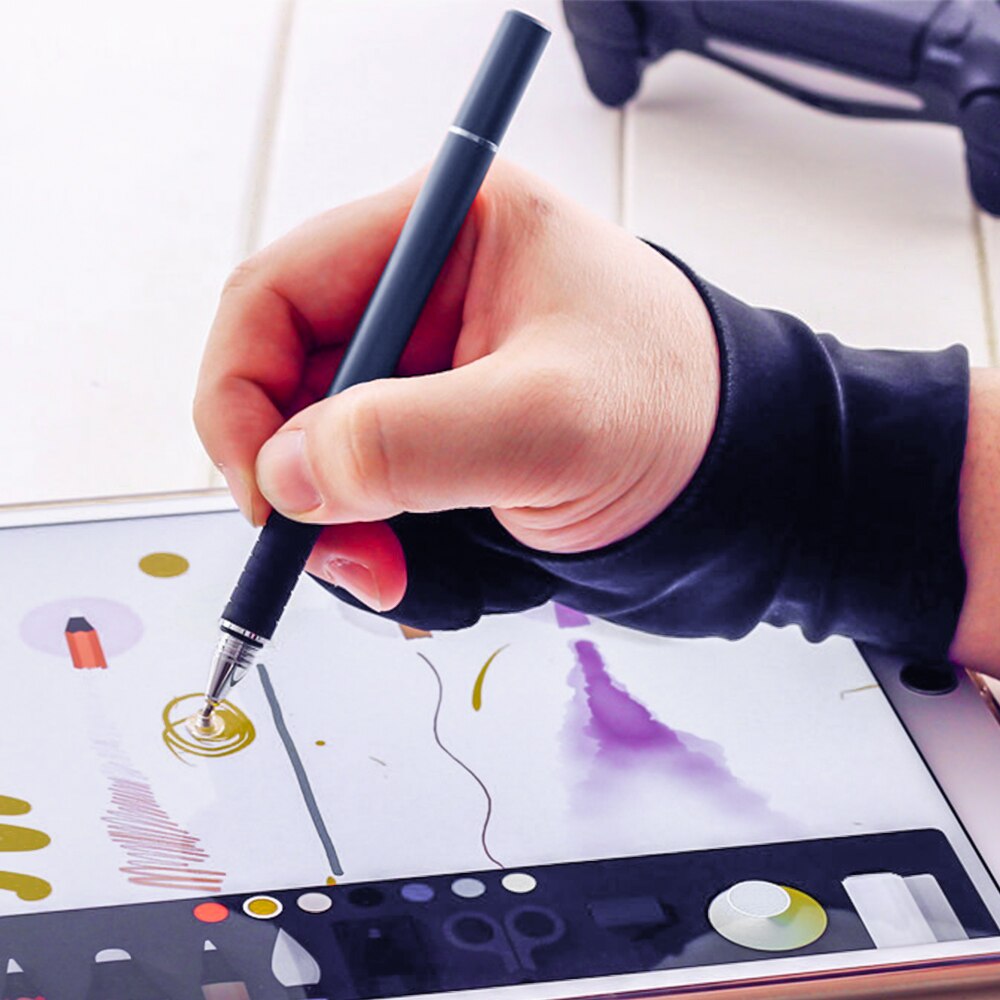 ANKNDO Two Finger Drawing Tablet Stylus Pen Gloves Anti-Fouling Anti-Touch Sweat-Proof Screen Touch Pen Glove For Ipad Pro