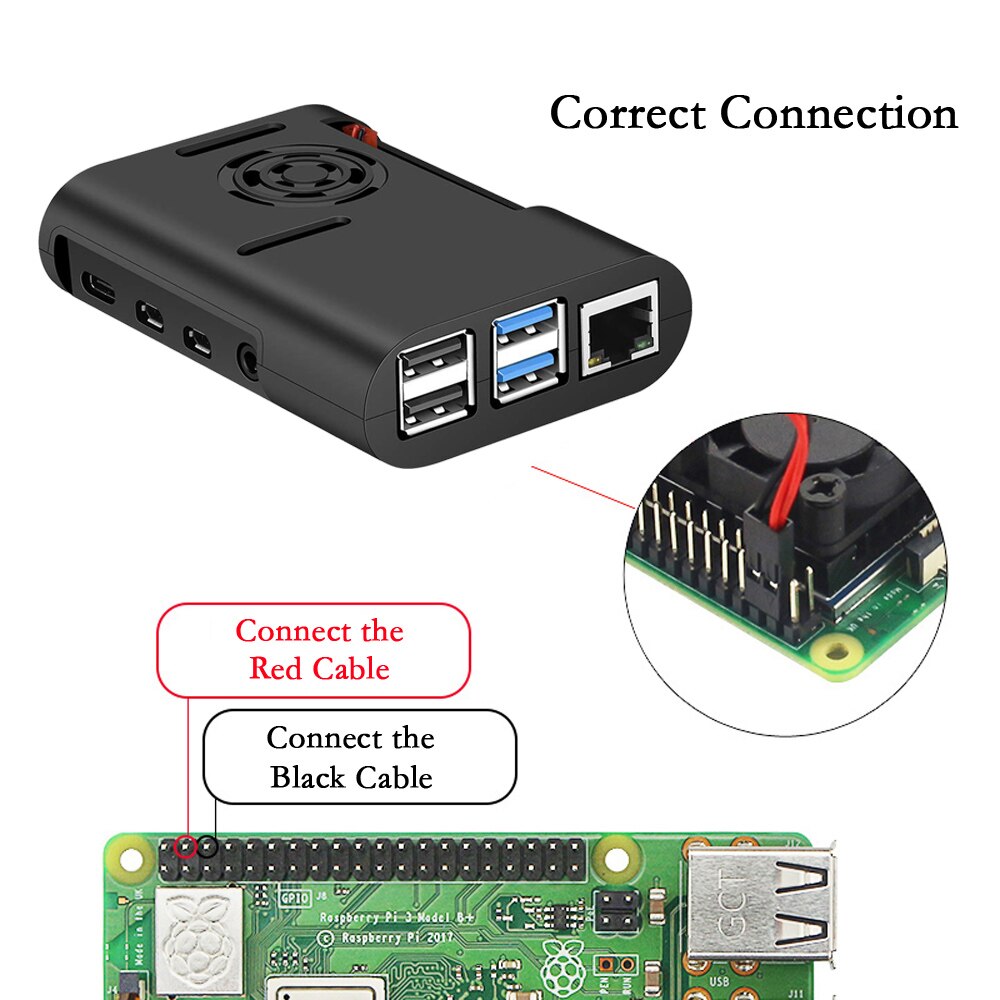 Raspberry Pi 4 ABS Case Black Plastic Box Enclosure with Cooling Fan Cooler for Raspberry Pi 4 Model B Pi 4B Pi4