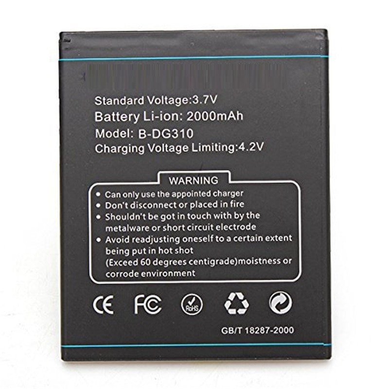 B-DG310 phone battery For DOOGEE DG310 BDG310 2000mAh Phone Rechargeable Batteries