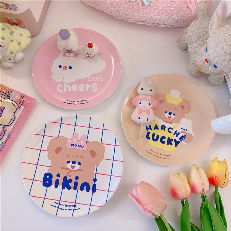 Cartoon Cute Dish Bear Rabbit Plate Bowl Cake Display Dish Small Dish Snacks/Nuts/Desserts Plate