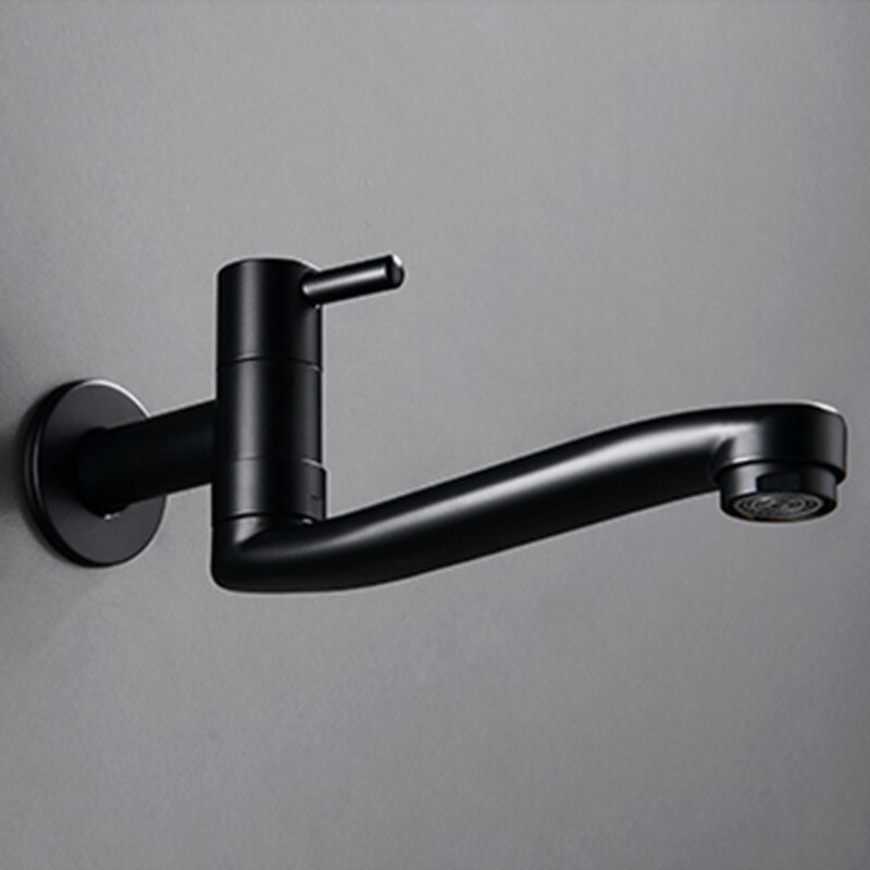 Zwart Enkel Koud Mop Kraan 30Cm/25Cm/15Cm Langer Kraan Uitloop Bad Kraan Wastafel tap