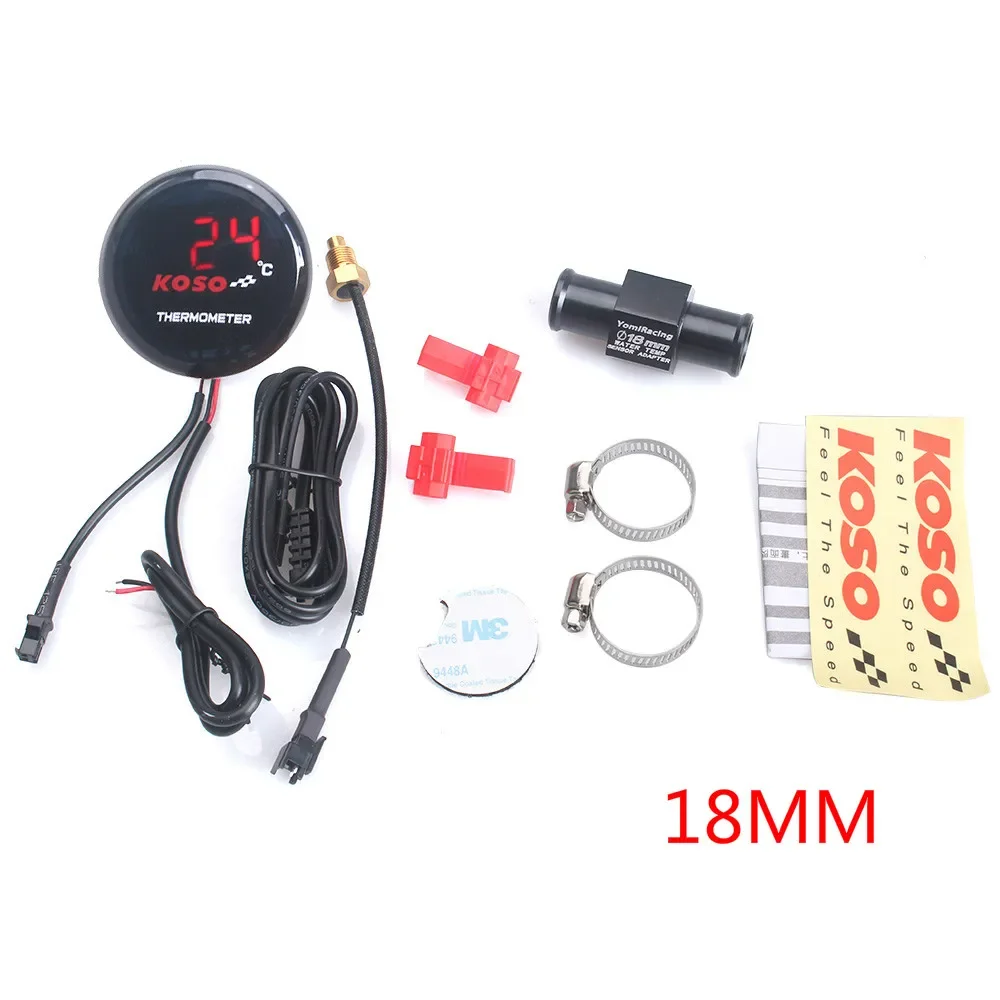 Universal- Motorrad Thermometer Instrumente Wasser Temp Temperatur Digital Anzeige Meter Messgerät Sensor Adapter Für KOSO: Blau