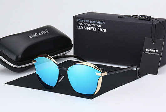 BANNED 1976 Luxury Women Sunglasses Round Ladies Vintage Retro Brand Oversized Female Sun Glasses oculos gafas: blue