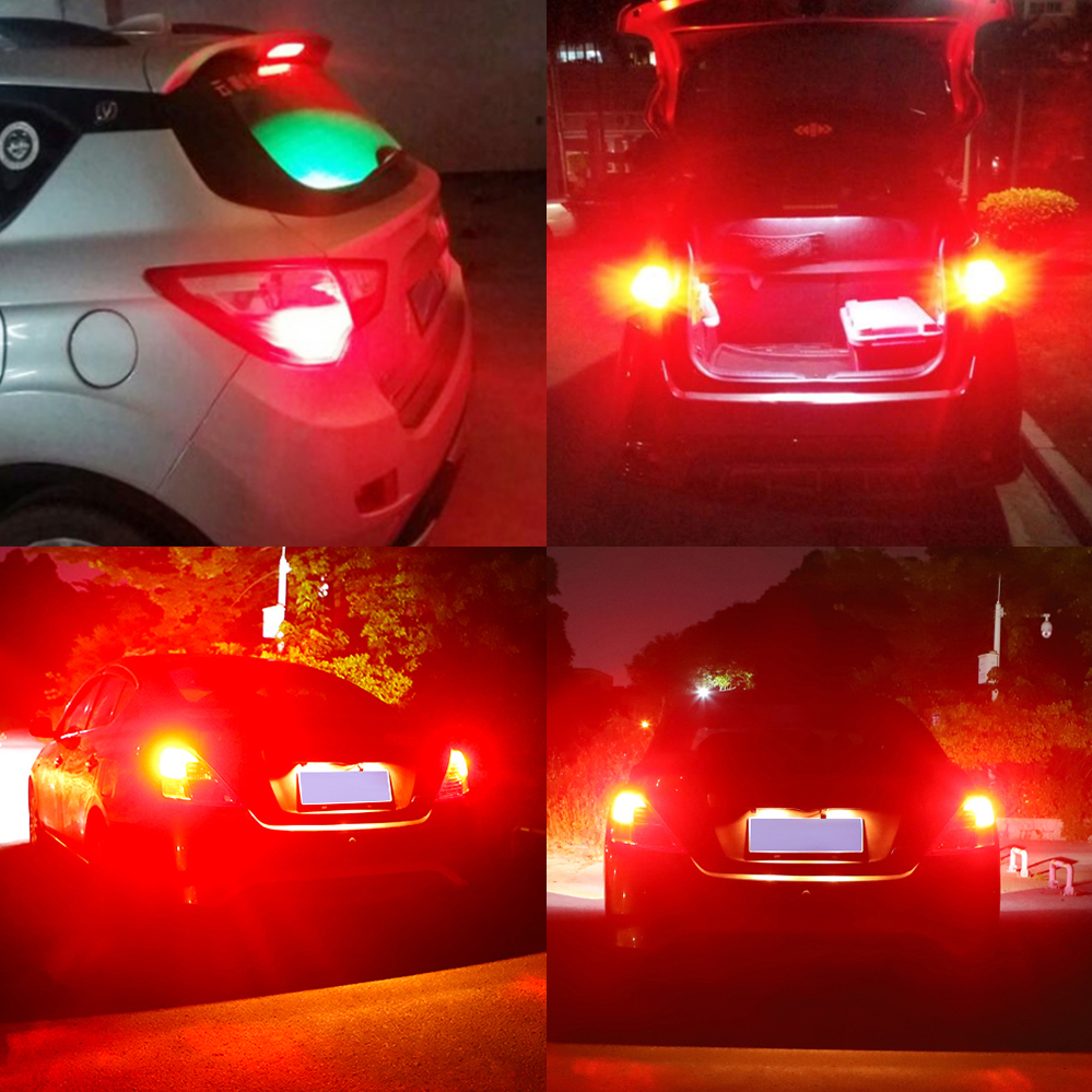 BAY15D-enquêter arrière LED rouge pour voiture, ampoule de stationnement, signal de freinage, 36 COB, 2x1157,