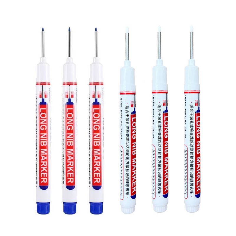6pcs 20MM Red/Black/Blue/White/Green Ink Long Head Markers Bathroom Woodworking Decoration Multi-purpose Deep Hole Marker Pens