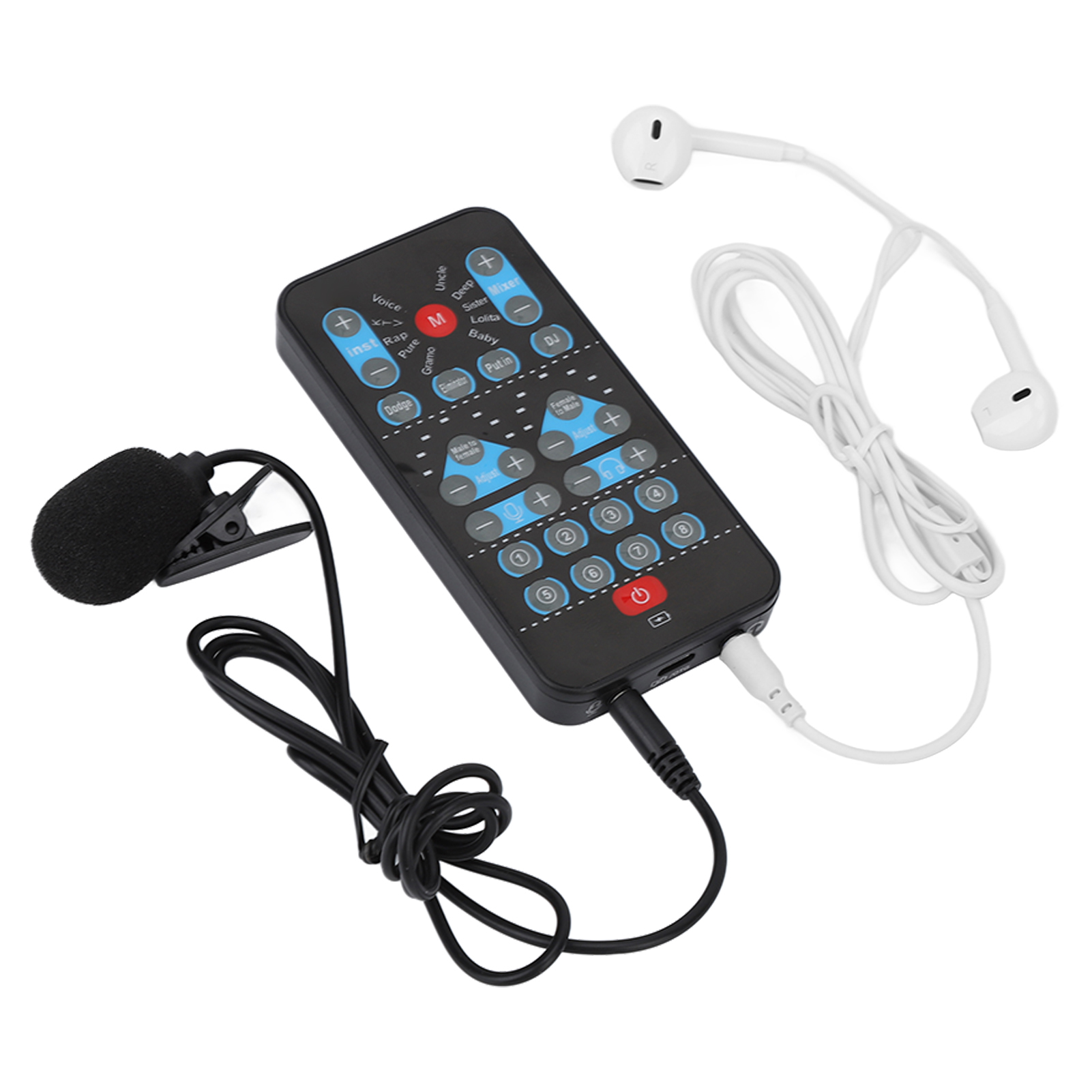 Mini Voice Changer Card 8 Sound Effects Support Multi Languages Beautification Handheld Sound Card for Mobile Phone Computer