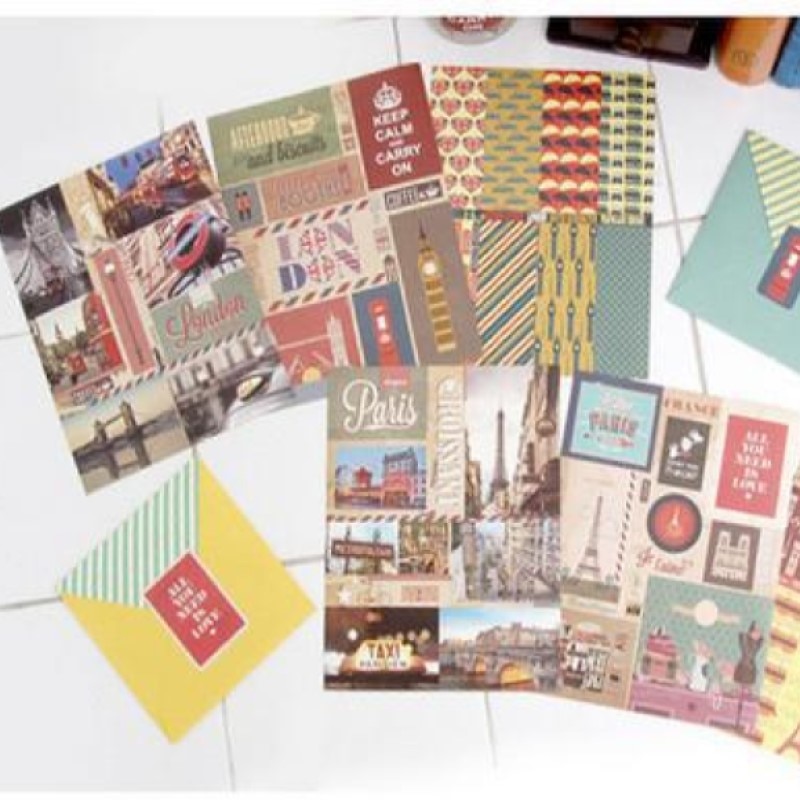 3 vellen reizen topic vintage stickers Londen Parijs scrapbooking hobby sticker school briefpapier leverancier