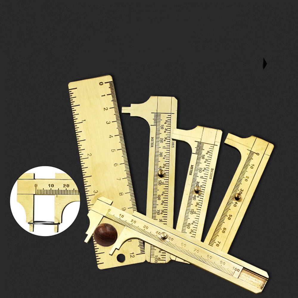 Metal measuring ruler Mini brass caliper pure copper vernier dual-scale portable retro Double scale Measuring Tools