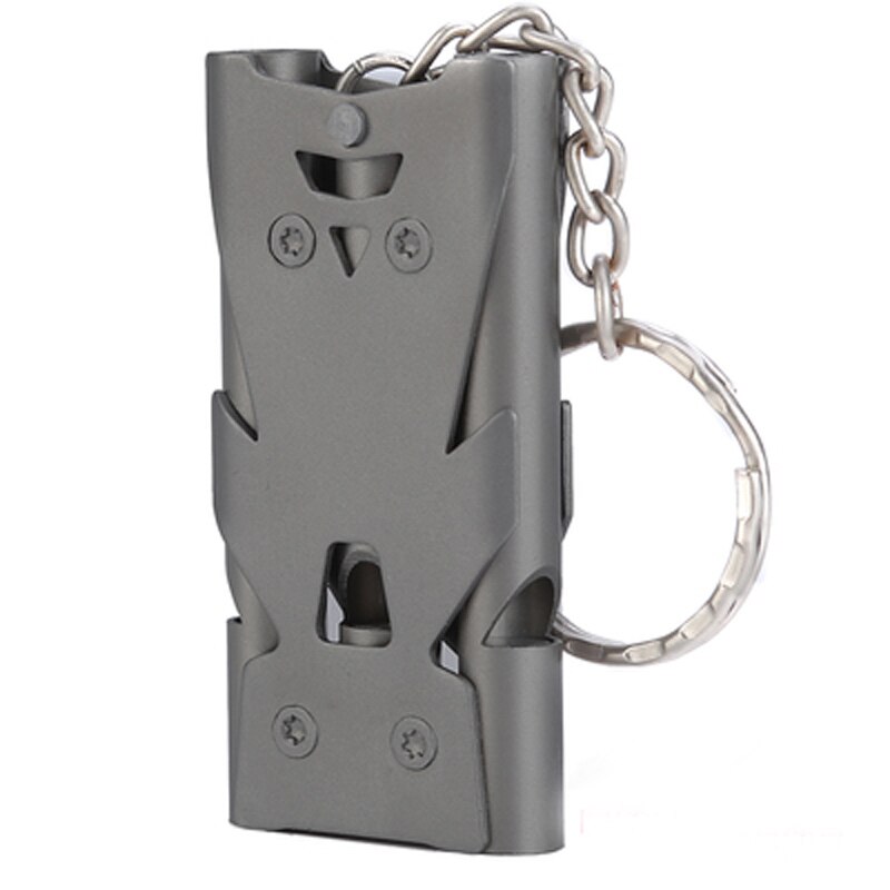 Silbato de acero inoxidable North Wolf, silbato de alta frecuencia de supervivencia al aire libre, alto Decibelio, estallido de doble agujero: NR0612-Grey