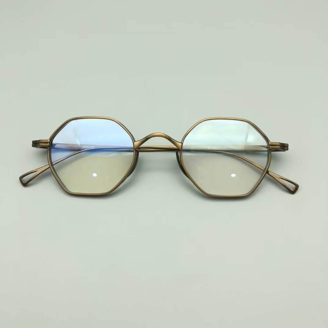 John Lennon-Gafas De lectura japonesas para hombres, anteojos pequeños hexagonales De titanio, montura Retro, para miopía, hechos a mano: Bronze