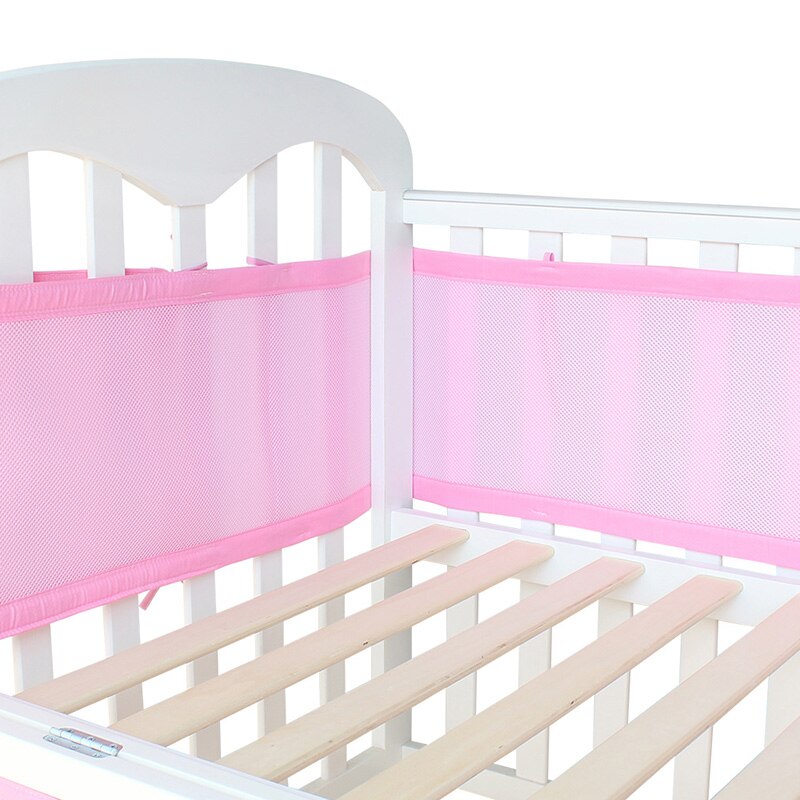 Cama de bebê Crib Bumpers Bumper Malha Respirável 3 Camada Forro de Berço Do Bebê Da Cama de Bebê Cama Berço Em Torno de Protetor de Azul e rosa Cor: Pink