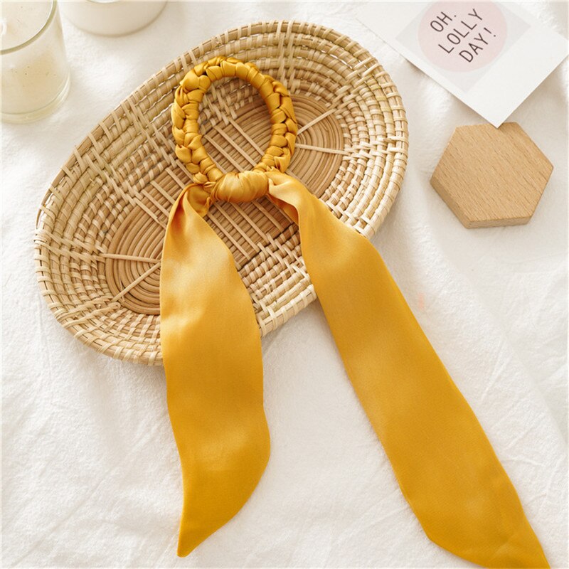 Chapellerie multicolore Turban bricolage serpentins cheveux chouchous ruban cheveux cravates pour femmes Chic tête Wrap cheveux accessoires: Yellow