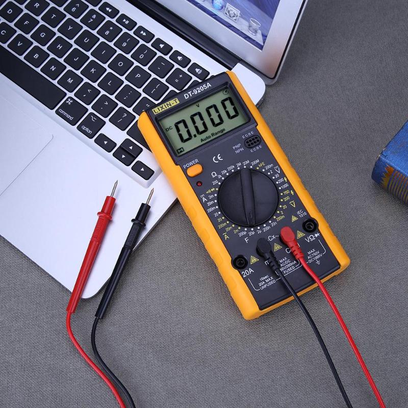 DT9205 LCD Digital Multimeter Voltmeter 1999 Backlight AC/DC Ammeter Voltmeter Ohm Tester Meter Current Capacitance Tester