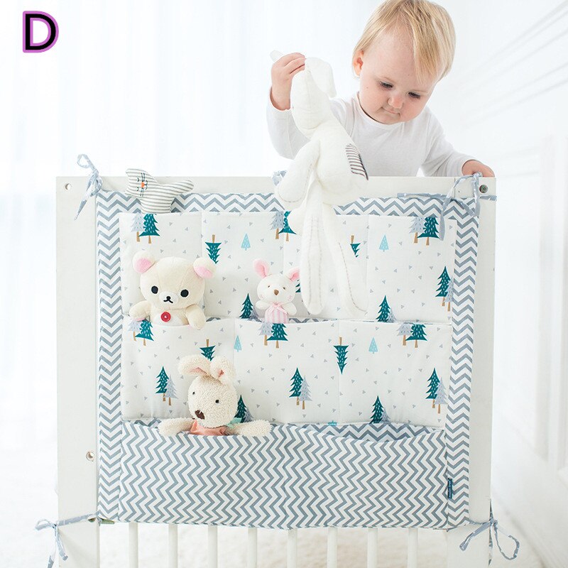 Sac de rangement de dessin animé, sac de rangement suspendu, lit bébé, marque, organisateur de berceau en coton, poche à jouets pour couches, ensemble de literie de berceau: D