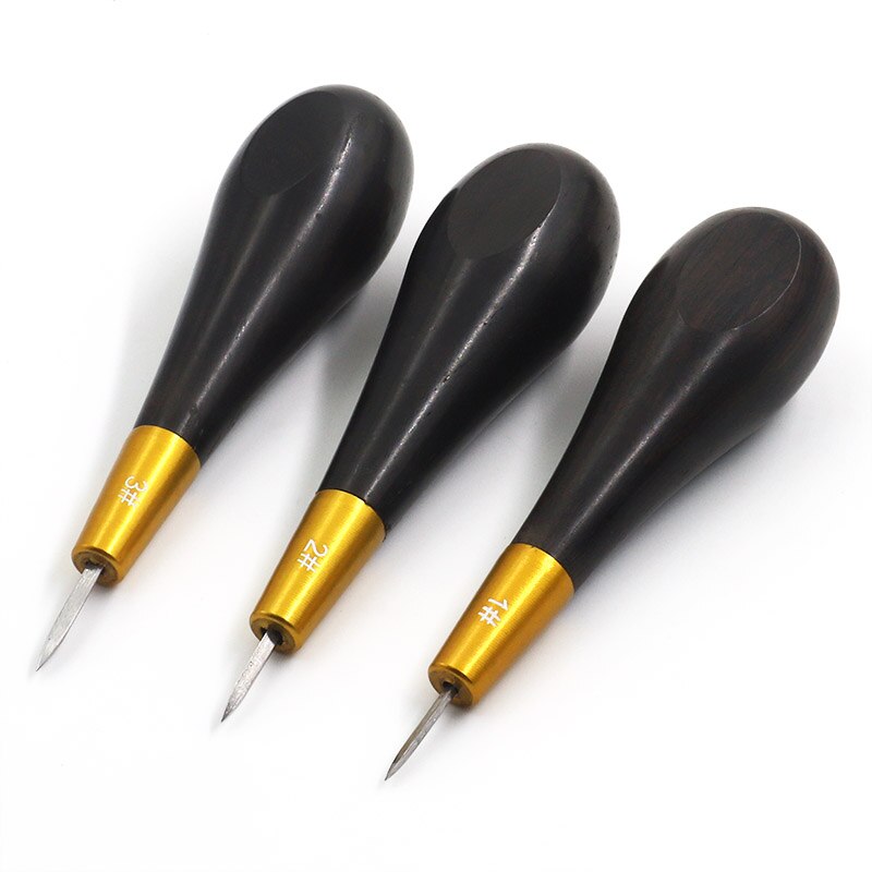 1PCS Rhombus Awl leather wooden handle Awl tool for leather sewing accessories perforated leather DIY craft tools