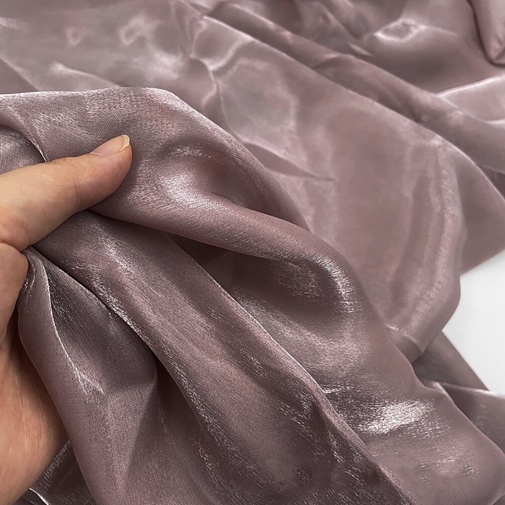 Kolorowa jednokolorowa tkanina z organzy przędzy sukienka Organza suknia ślubna tkanina do szycia Diy 50cm x 150cm: 16