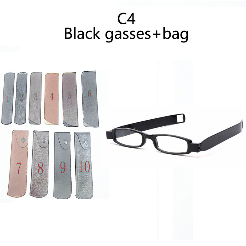 Lunettes de lecture en plastique pour hommes et femmes, avec aimant rotatif, portables, pliables, pour presbytes, en résine HD, 360: +350 / C4