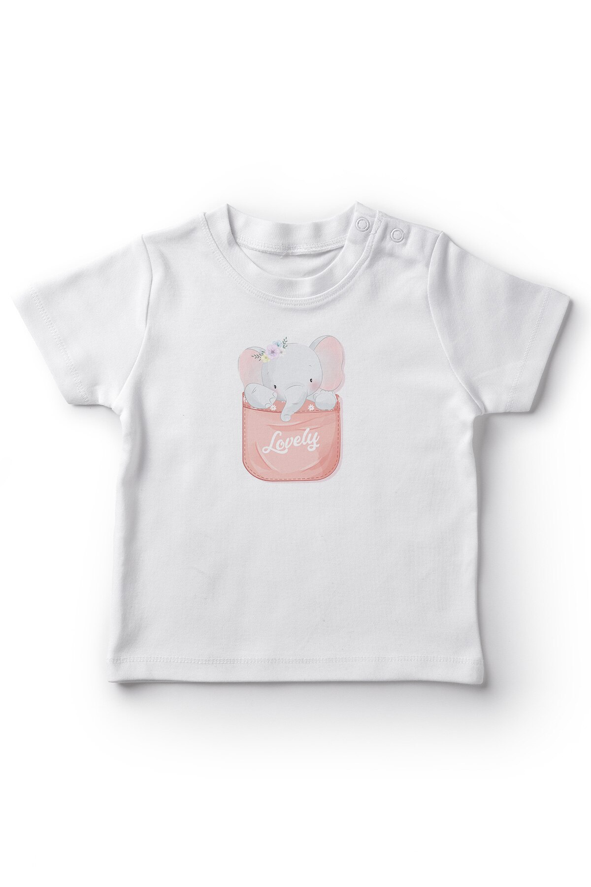 Angemiel Baby Slaap Voor Voorbereid Leuke Kleine Olifant Baby Meisje T-shirt Wit