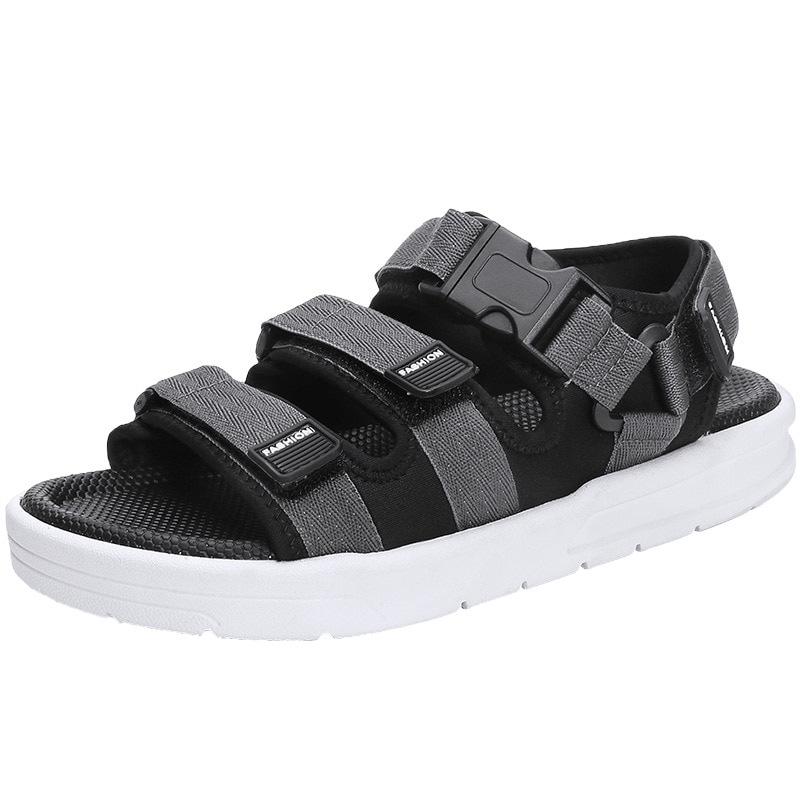 Sandales homme chaussures gladiateur homme sandales romaines homme chaussures été tongs gris noir sandales plates grande taille: Gris / 10