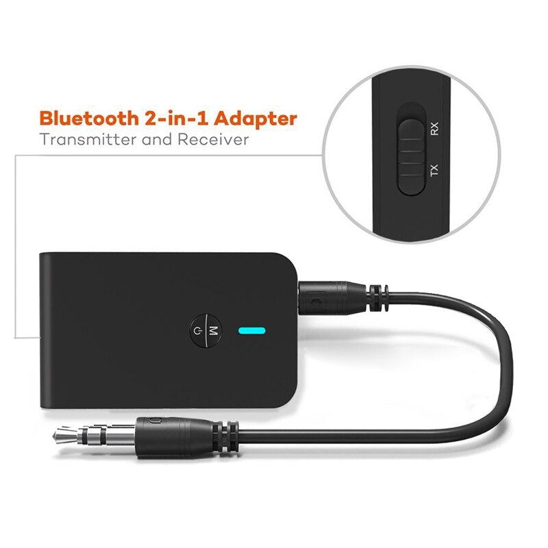 Receptor Bluetooth 5,0 o adaptador transceptor 2 en 1 Adaptador para auriculares o ordenadores
