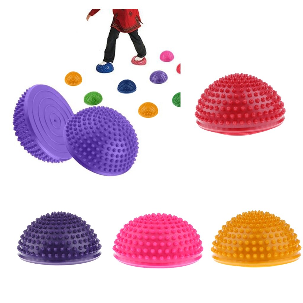 4pcs Balance Pods Hedgehog Stability Trainer Dots Exercise Balance Half Ball Pod For Kids Adults Accs (4 Colors Combo)