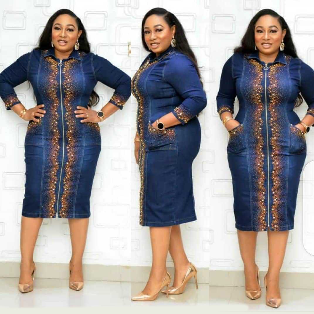Vestido vaquero elástico africano para mujer, ropa Africana Dashiki
