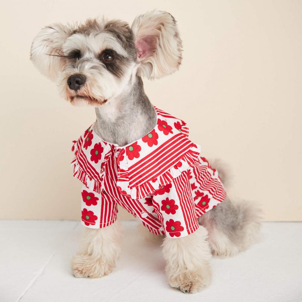 Anti-wear Washable Lovely Flower Pattern Puppy Clothes for Photography