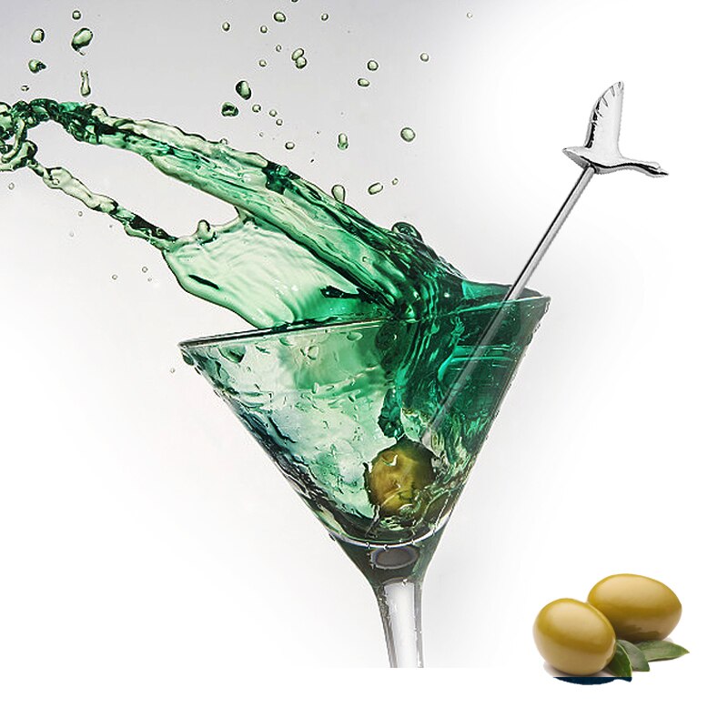 Palillo de selección de cóctel de frutas de 10,5 cm, herramientas de barra de acero inoxidable, varilla para mezclar bebidas, palillos de Martini, herramienta de Bar de 4 colores para bodas y fiestas