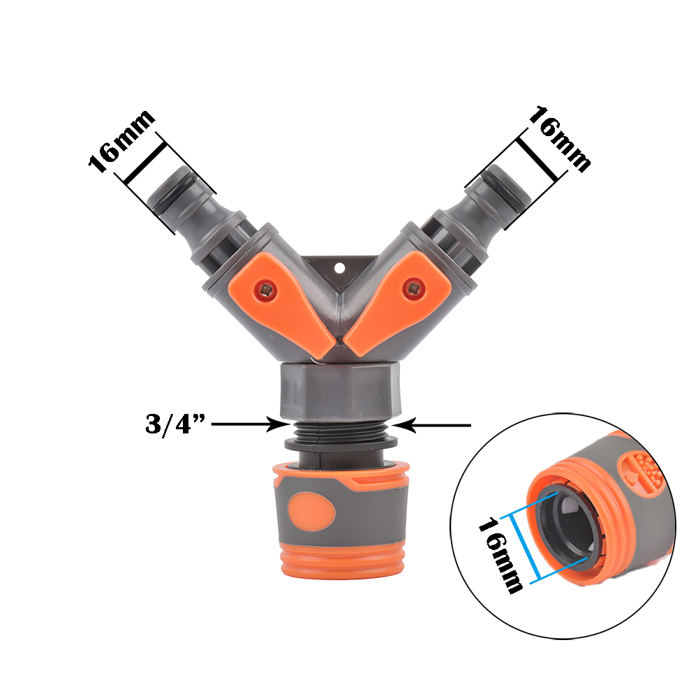 2-Way Garden Tap Water Splitter Female 1/2 3/4 Garden Hose Y Splitter Watering Adjustable Switch: Navy Blue