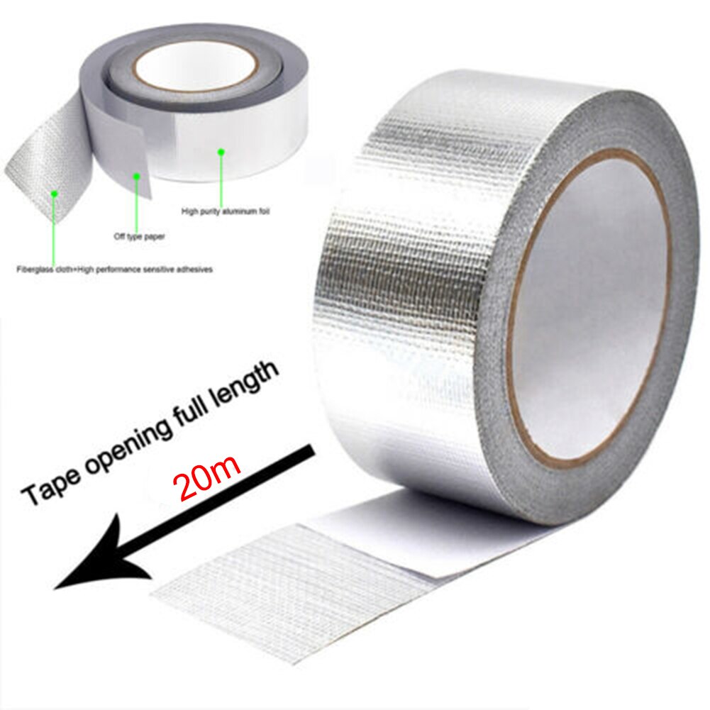 Cinta adhesiva plateada para tubo de escape, colector de cinta de calor de alta temperatura, 1 pieza, 20M x 5cm