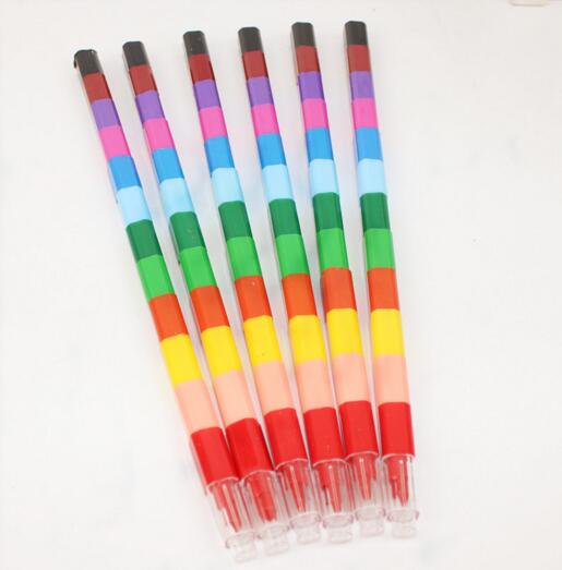 6/stuks of 12 pcs Pop up Olie Pastel Kleurpotloden Pen Kids Swap Punt Kleurpotloden Stacker Potloden DIY Party loot Bag Fillers Tekening Pen